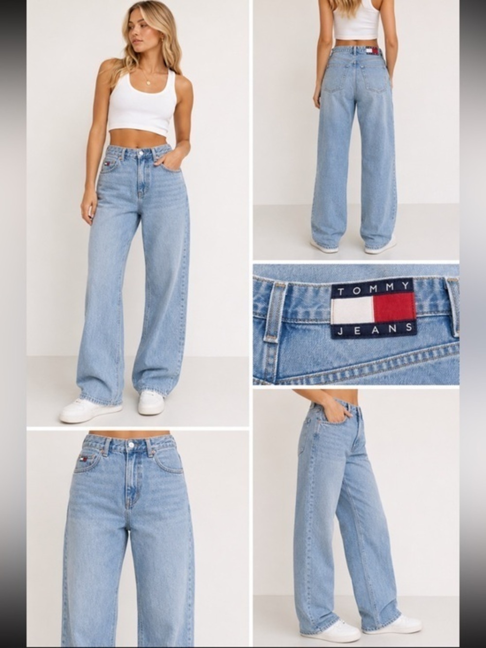 Vintage Y2K Tommy Jeans Light Wash High Rise Mom Jeans Size 34x32 Relaxed Fit